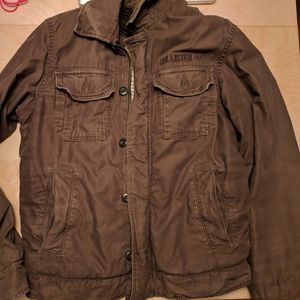 Hollister khaki heavy faux fur lined coat jacket